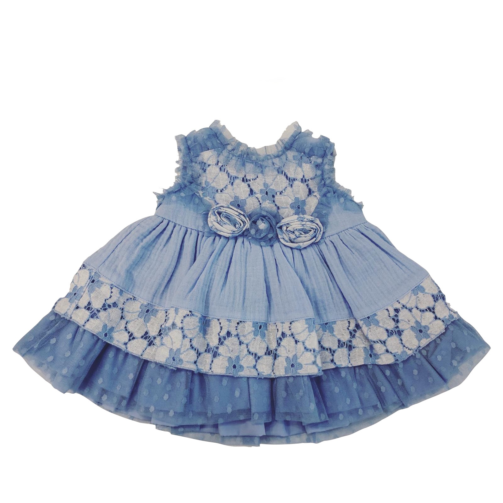 Rochita albastra cu flori, Miranda Textil - 6 luni