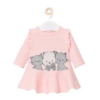 Rochie roz tricotata cu pisicute - 12 luni Rochie roz tricotata cu pisicute - 12 luni