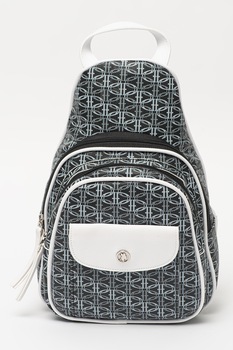 U.S. Polo Assn., Rucsac cu imprimeu si buzunare multiple, Black/White U.S. Polo Assn., Rucsac cu imprimeu si buzunare multiple, Black/White