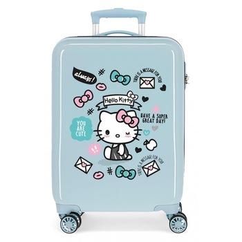 Troler cabina ABS Hello Kitty You are cute, albastru deschis Troler cabina ABS Hello Kitty You are cute, albastru deschis