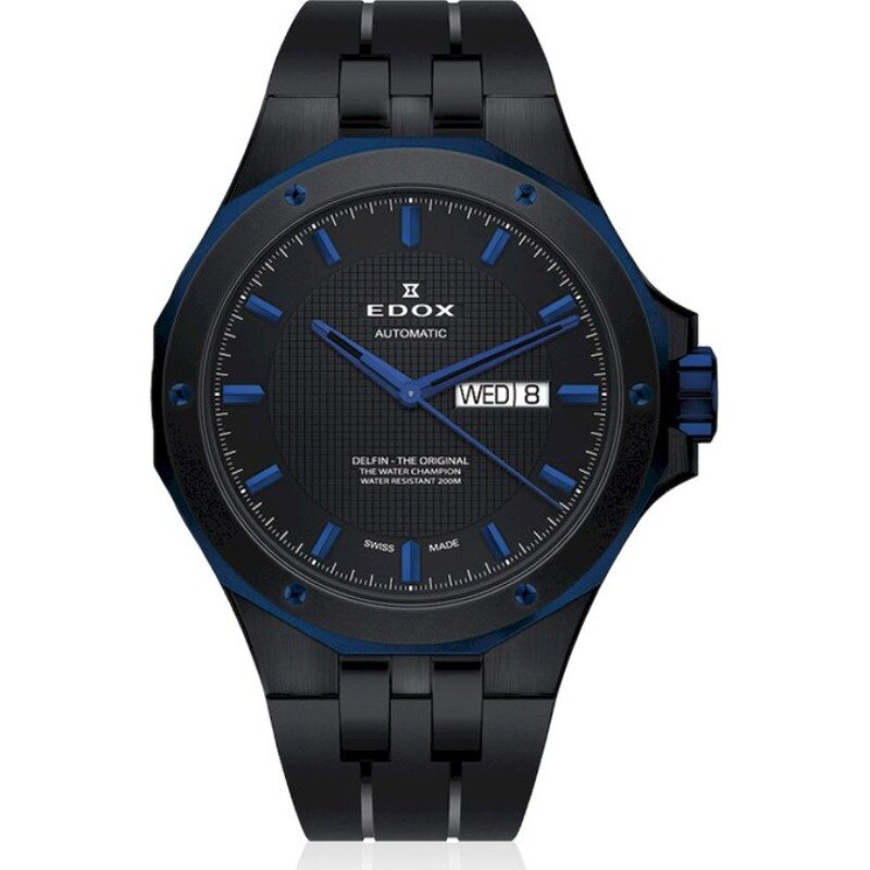 Ceas analogic, Edox, 88005357BUNCANIBU, Automatic, 20 ATM, Negru/Albastru