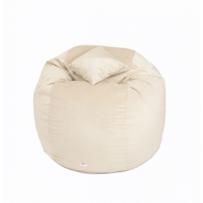 Fotoliu King Size XL cu Perna decorativa, Beige Gama Plush Honey umplut cu fulgi de burete memory mix