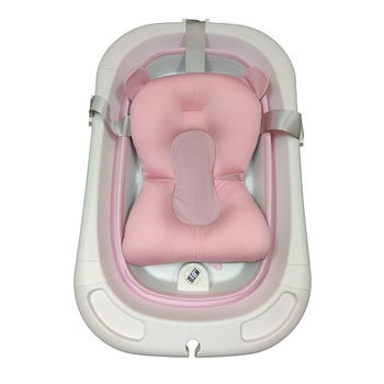 Cadita pliabila cu stander pentru bebelusi si copii , forma ergonomica, termometru digital, supapa scurgere si pernuta, alb-roz, 85x53x25 cm Cadita pliabila cu stander pentru bebelusi si copii , forma ergonomica, termometru digital, supapa scurgere si pernuta, alb-roz, 85x53x25 cm