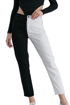 Blugi dama boyfriend Twiga, Alb/Negru Blugi dama boyfriend Twiga, Alb/Negru