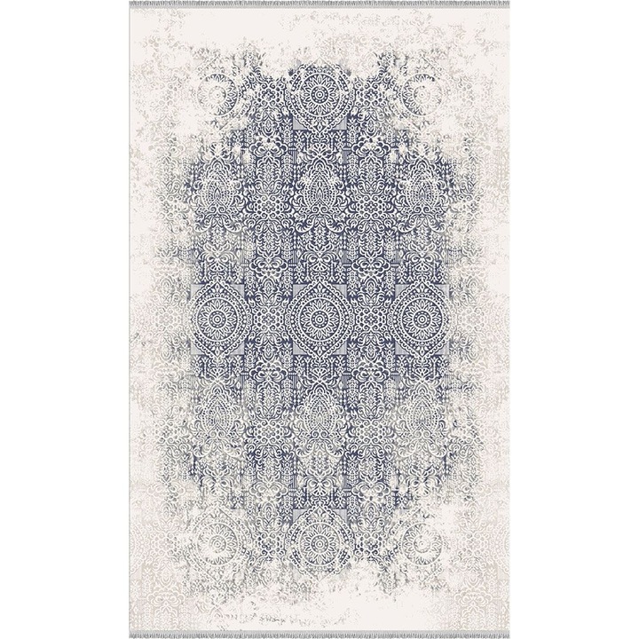 Covor emirgan, dreptunghiular, 200x290, traditional, albastru, crem, acril
