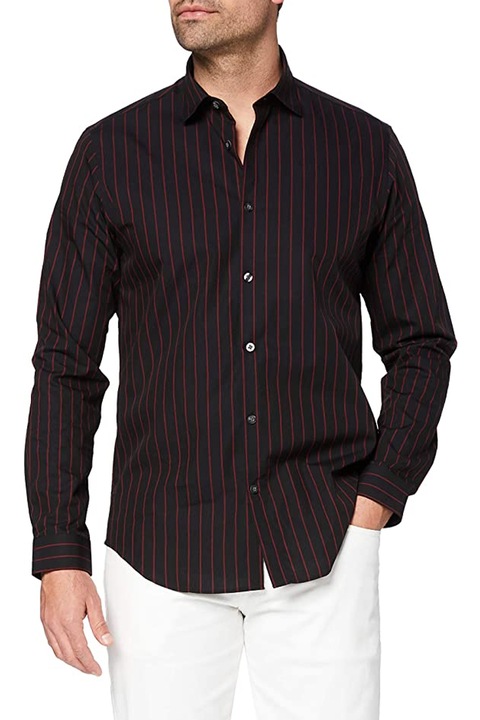 Camasa barbati, Find, Bumbac, Cu linii rosii, Negru, S