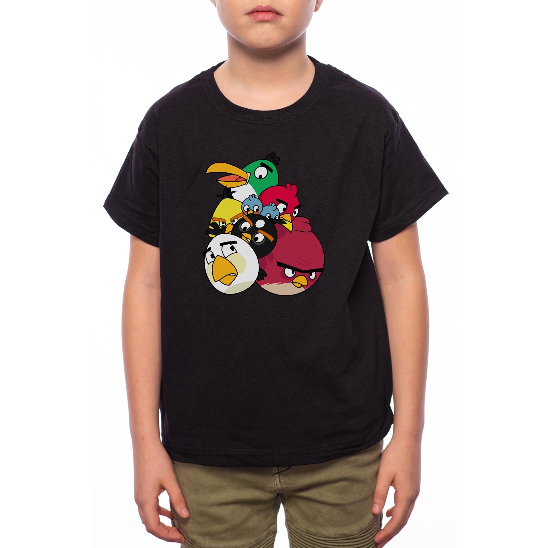 Tricou Baiat, Angry Birds, 100% Bumbac, Negru, B53