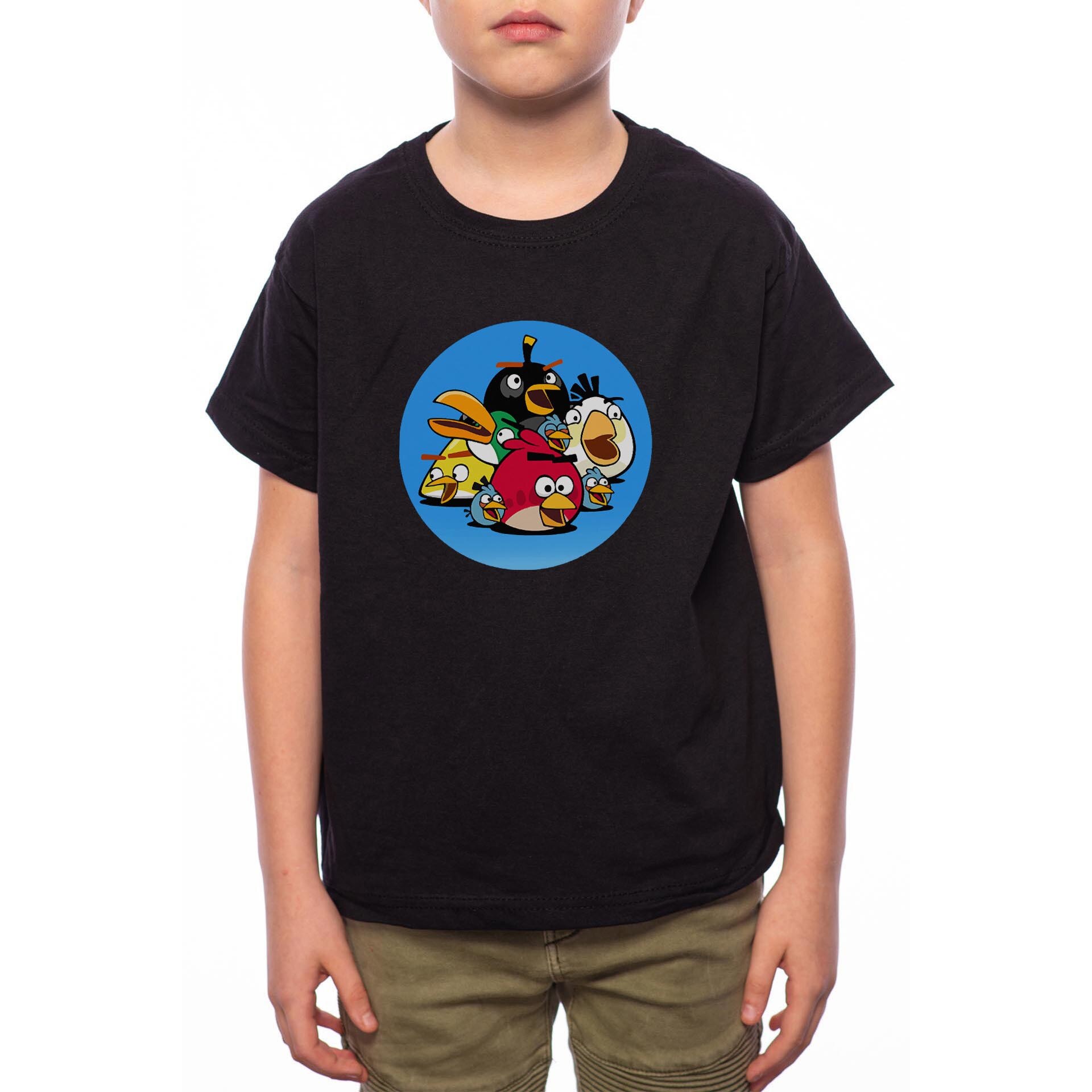 Tricou Baiat, Angry Birds, 100% Bumbac, Negru, B54