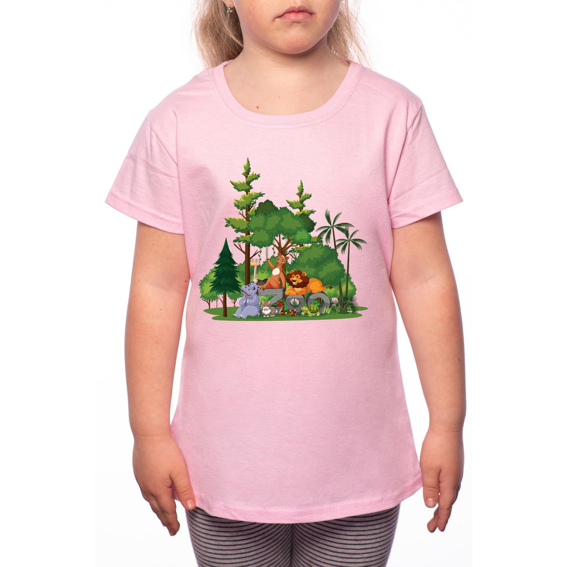 Tricou Fetita, Zoo, 100% Bumbac, Roz, P82