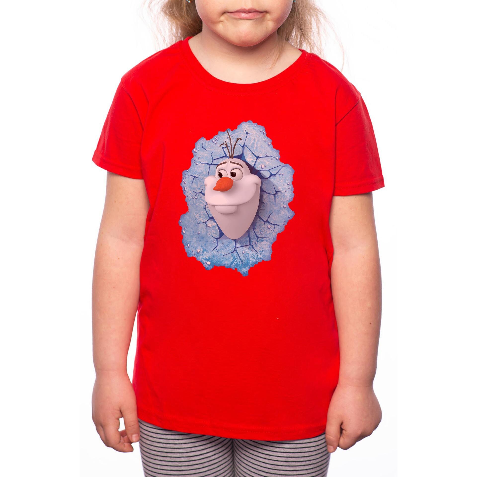Tricou Fetita, Olaf, 100% Bumbac, Rosu, R90