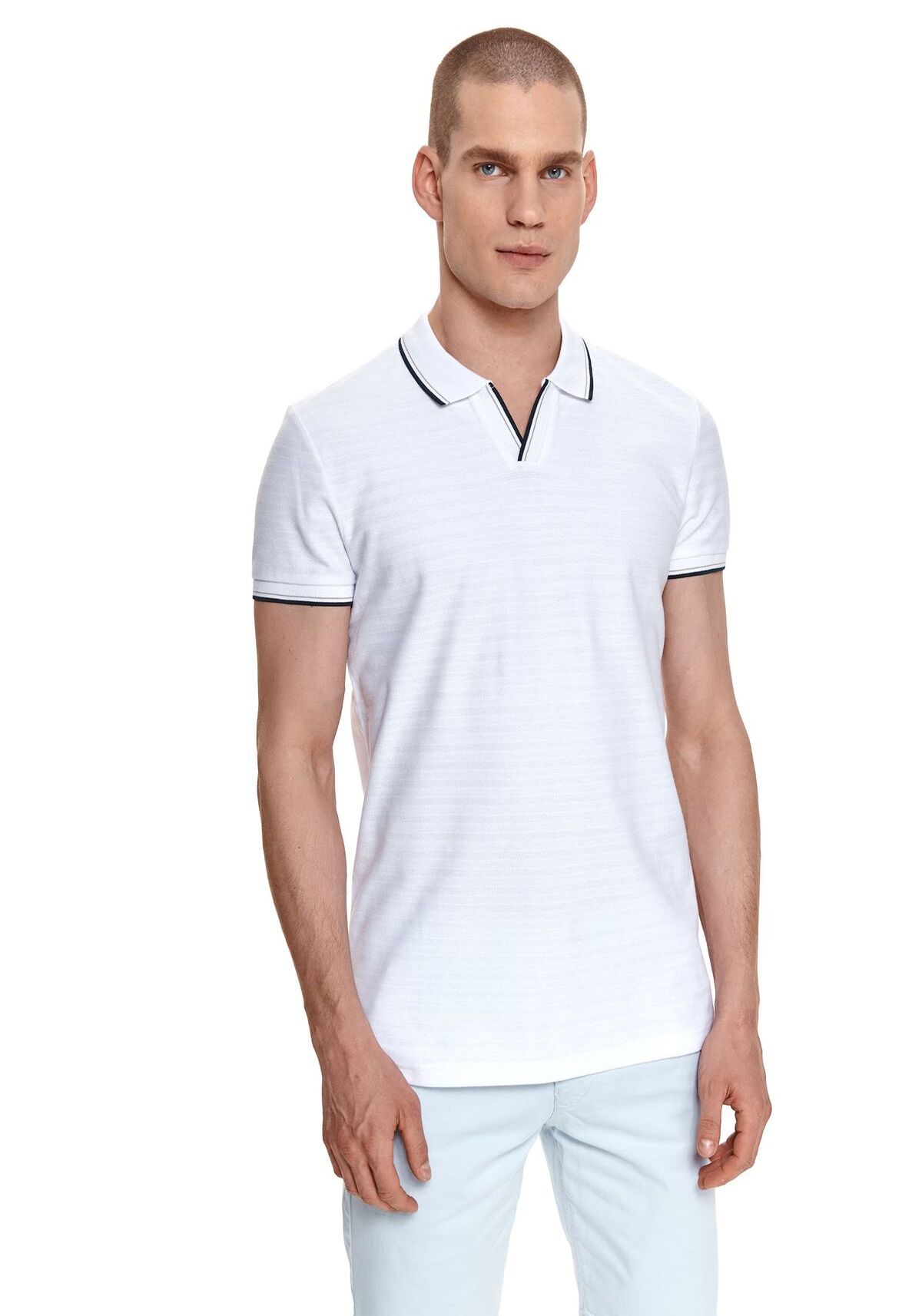 Tricou polo pentru barbati, TOP SECRET, SKP0552, Alb