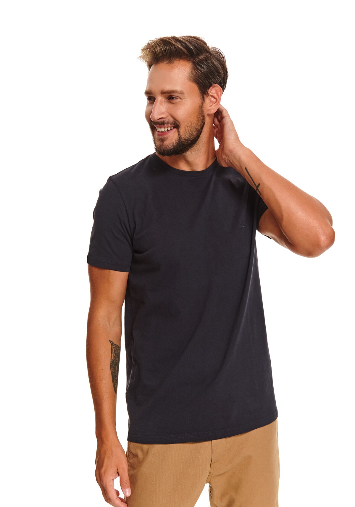 Tricou cu maneci scurte pentru barbati, TOP SECRET, SPO4175, Gri (Graphite), XL