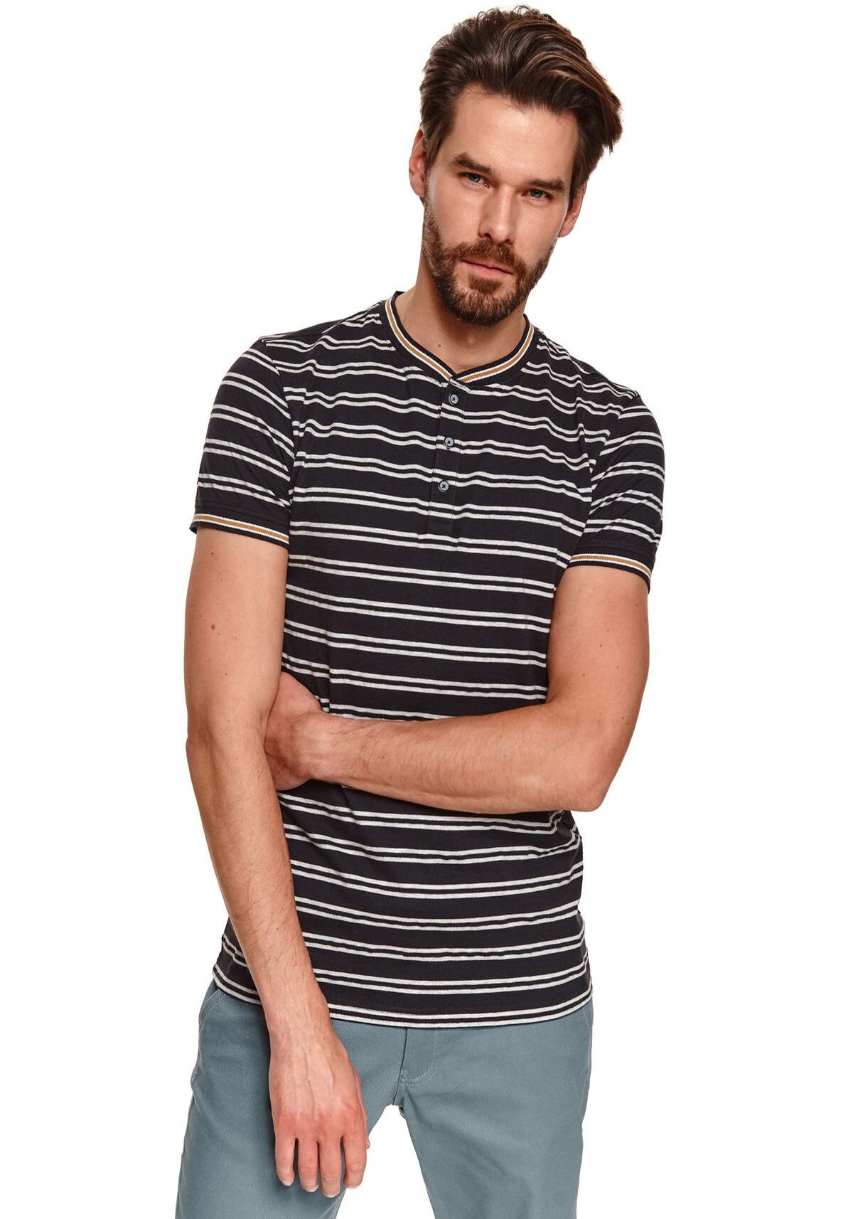 Tricou cu maneci scurte pentru barbati, TOP SECRET, SPO4893, Albastru