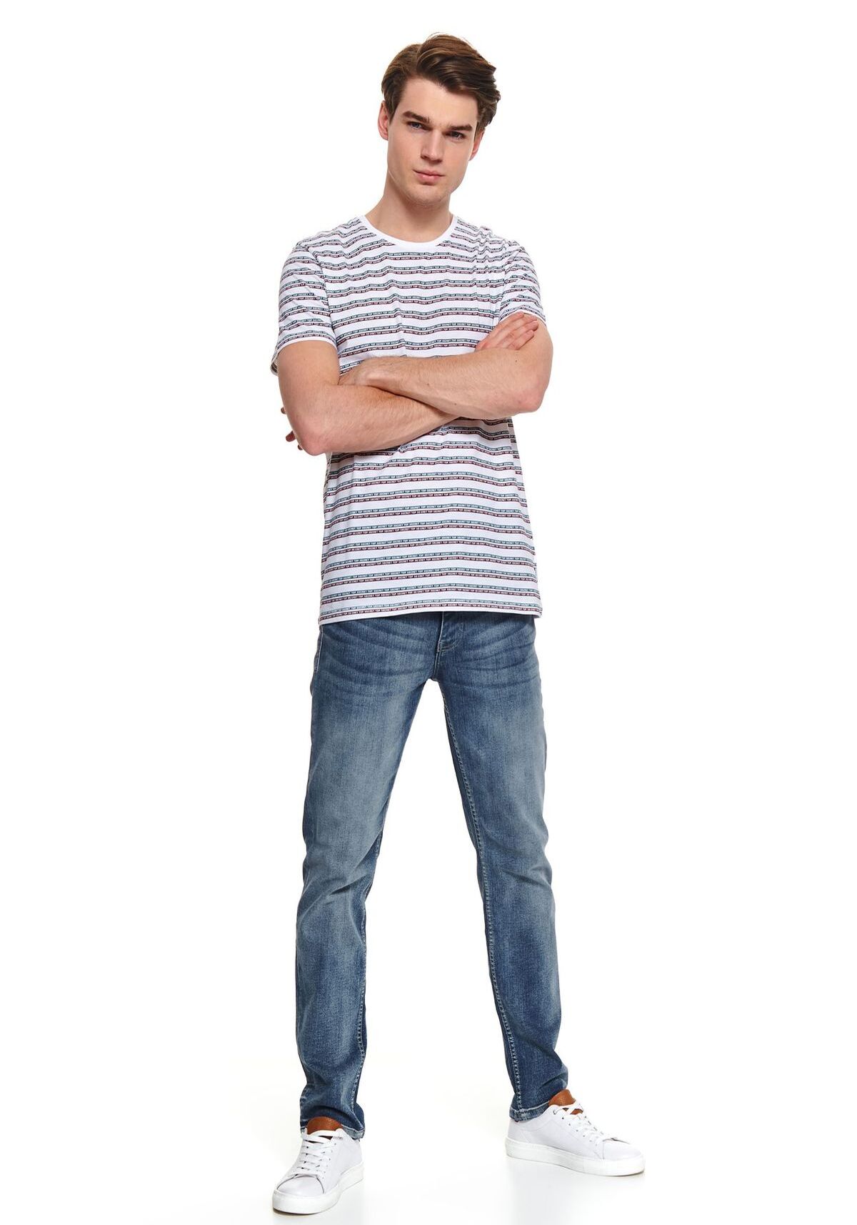 Tricou cu maneci scurte pentru barbati, TOP SECRET, SPO4539, Alb