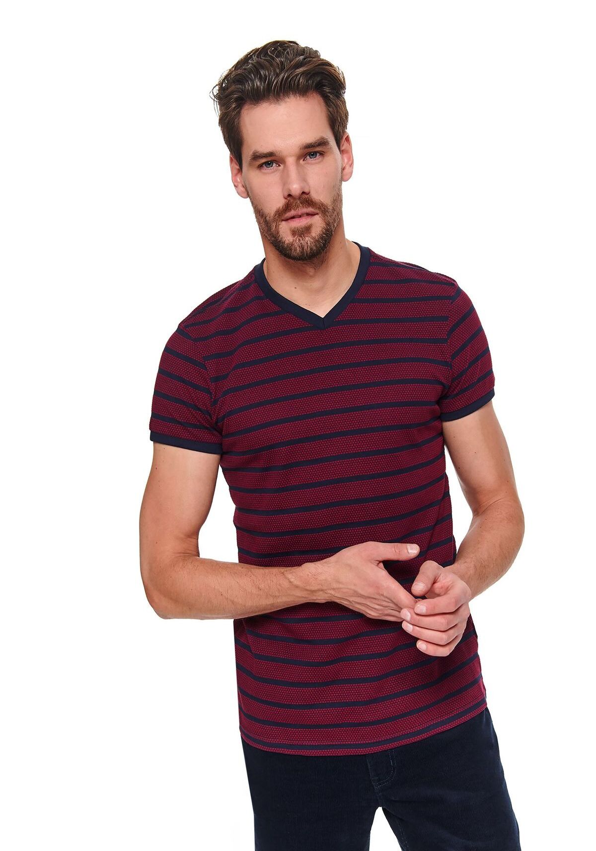 Tricou cu maneci scurte pentru barbati, TOP SECRET, SPO4533, Rosu, M