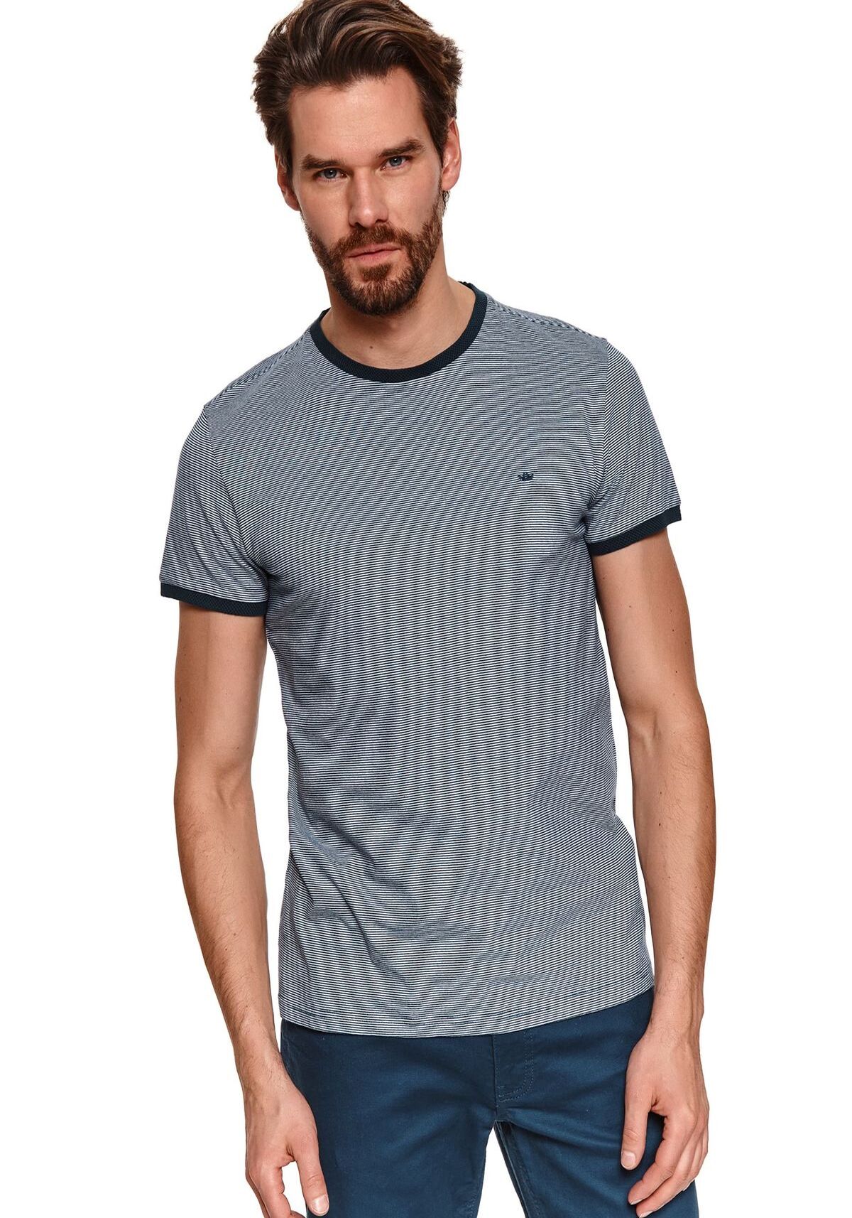 Tricou cu maneci scurte pentru barbati, TOP SECRET, SPO4968, Albastru inchis