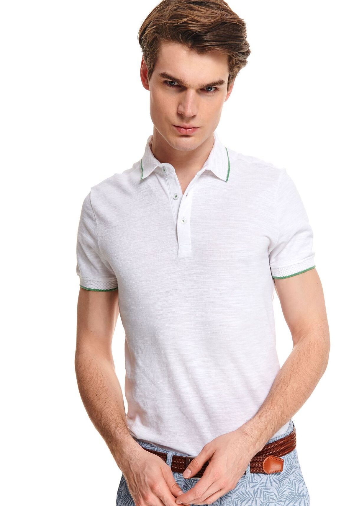 Tricou cu maneci scurte pentru barbati, TOP SECRET, SPO4602, Alb