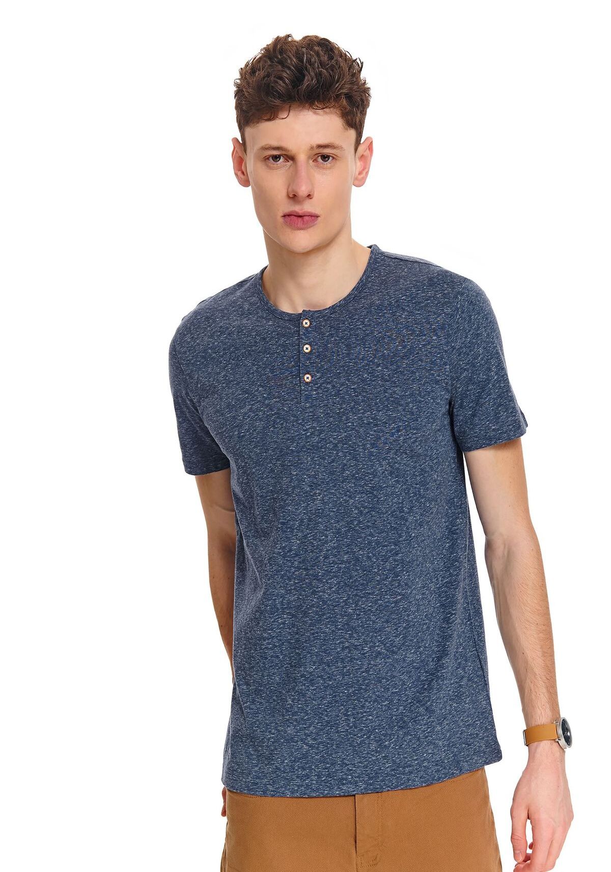 Tricou cu maneci scurte pentru barbati, TOP SECRET, SPO4585, Albastru inchis