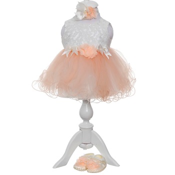 Set Rochita Fairy Princess Eleganta AKU pentru Botez si Aniversari, din 5 piese, culoare Alb/Piersica, 0 - 3 luni, AK7401 Set Rochita Fairy Princess Eleganta AKU pentru Botez si Aniversari, din 5 piese, culoare Alb/Piersica, 0 - 3 luni, AK7401