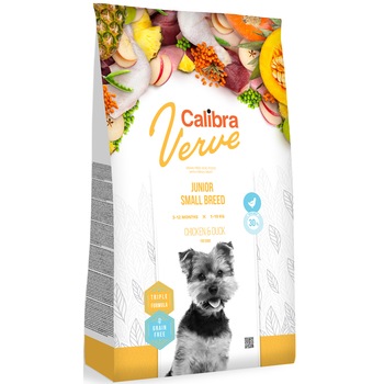 Hrana uscata pentru caini Calibra Verve Grain Free Junior Small, Chicken & Duck, 6Kg Hrana uscata pentru caini Calibra Verve Grain Free Junior Small, Chicken & Duck, 6Kg
