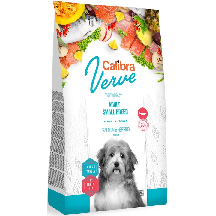 Hrana uscata pentru caini Calibra Verve Grain Free Adult Small, Salmon & Herring, 1.2Kg