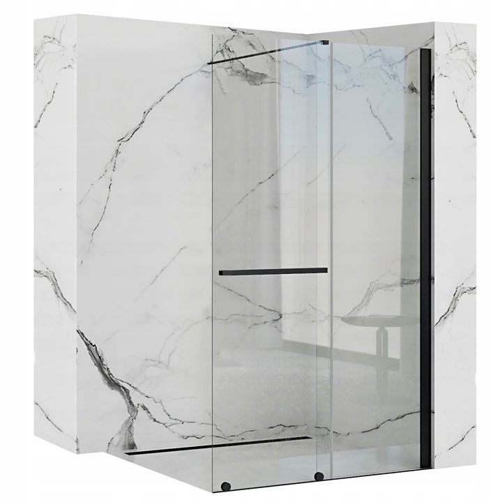 Paravan dus 120 cm Rea Cortis Black , sticla securizata 6 mm