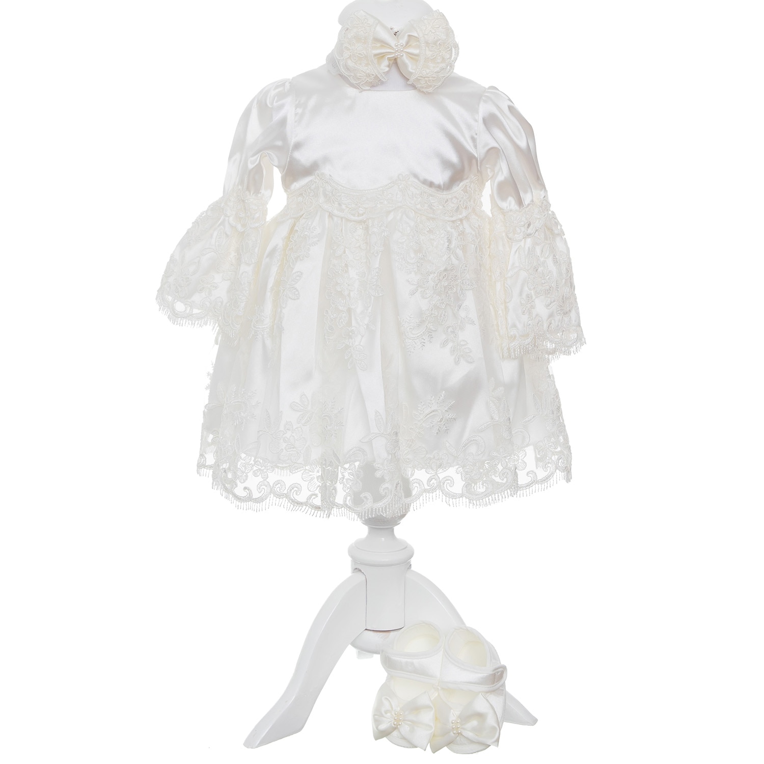 Set Rochita Fairy Princess Eleganta AKU pentru Botez si Aniversari, din 5 piese, culoare Alb, 0 - 3 luni, AK7407