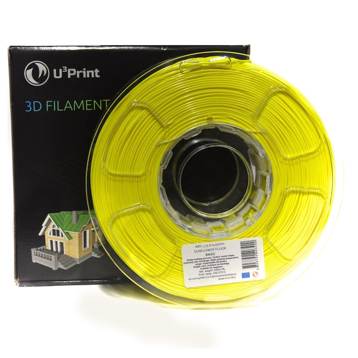 Консуматив U3Print за 3D принтер, ABS basic, 1.75 мм, 1кг, Жълт Флуорисцент