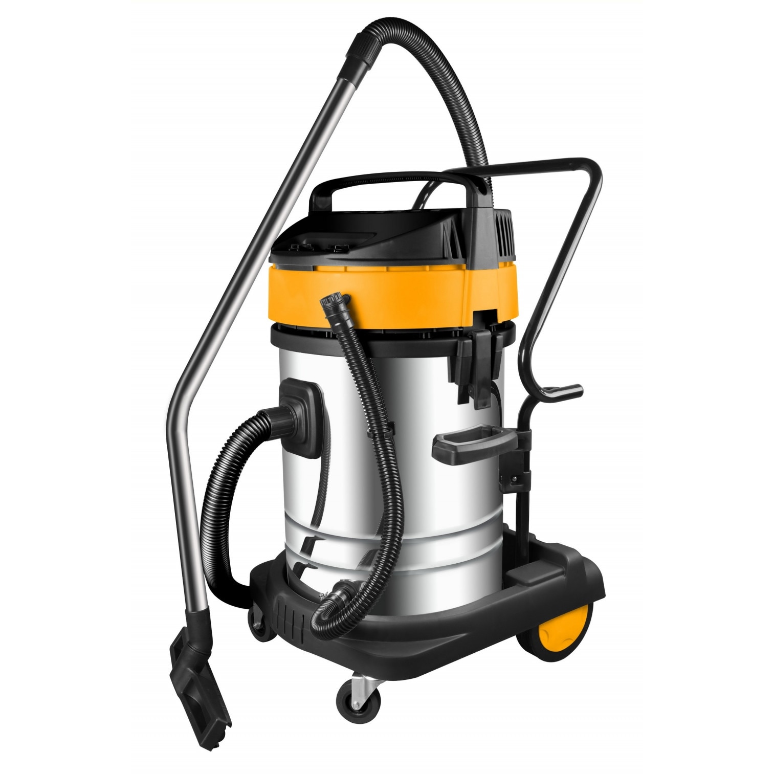 Aspirator industrial TOLSEN FX Force Xpress 2x1000W, 70L, Motor cupru, Otel inoxidabil, Umed si uscat, Presiune 18KPa, Debit 3m³/min, Furtun 2.5m, Tuburi metalice, Perii multiple, Filtru HEPA, CE