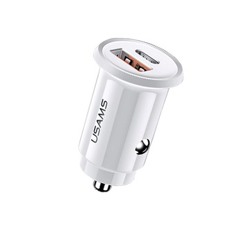 Incarcator auto USAMS Super Charge C12, 30W, Standard incarcare PD 3.0/QC 4.0/SCP/AFC, Iesiri USB-C/USB-A, Alb Incarcator auto USAMS Super Charge C12, 30W, Standard incarcare PD 3.0/QC 4.0/SCP/AFC, Iesiri USB-C/USB-A, Alb