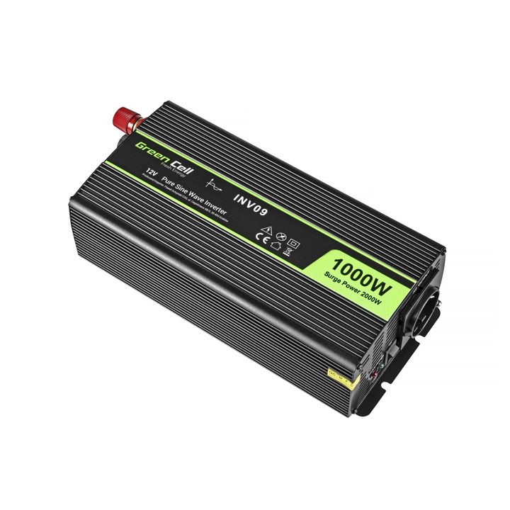 Green Cell autós inverter 12V 230V, 1000W / 2000W Teljes szinuszos