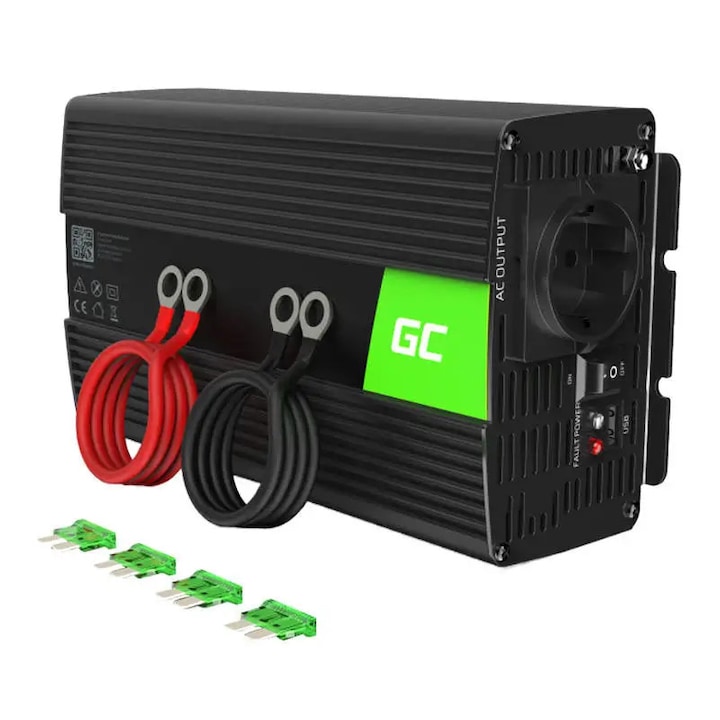 Invertor de tensiune 1000W/2000W 12V la 230V Volt USB DC AC Unda sinusoidala pura Green Cell