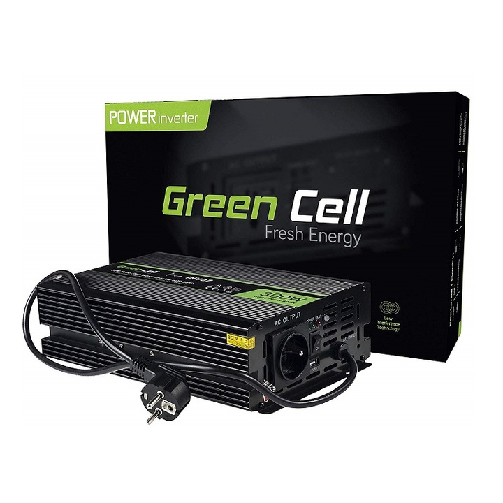 Инвертор на напрежение UPS 300W/600W 12V до 230V волт USB DC AC чиста синусоида зелена клетка