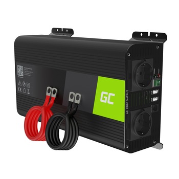 Invertor de tensiune PRO 1000W/2000W 12V la 230V Volt USB DC AC Unda sinusoidala pura Green Cell Invertor de tensiune PRO 1000W/2000W 12V la 230V Volt USB DC AC Unda sinusoidala pura Green Cell