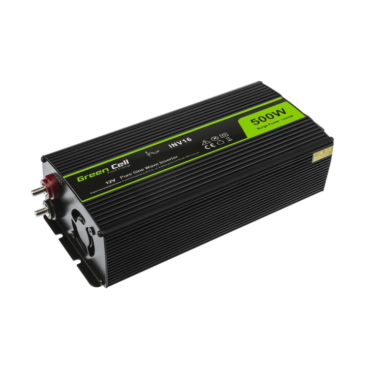 Green Cell autós inverter 12V 230V, 500W teljes szinuszos