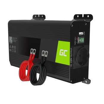 Invertor de tensiune PRO 500W/1000W 12V la 230V Volt USB DC AC Unda sinusoidala pura Green Cell Invertor de tensiune PRO 500W/1000W 12V la 230V Volt USB DC AC Unda sinusoidala pura Green Cell