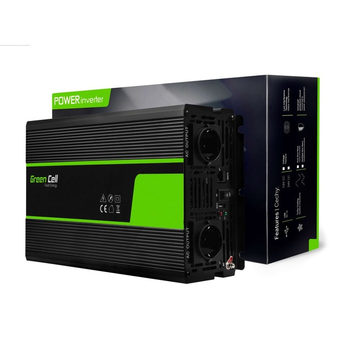 Green Cell autós inverter 12V 230V 1500W