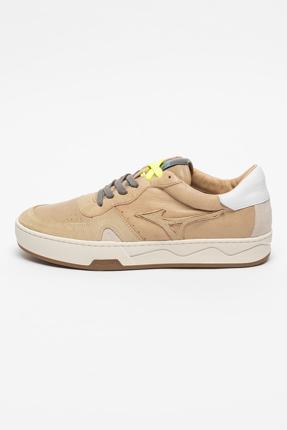Mizuno, Pantofi sport cu detalii de piele intoarsa Saiph, Camel/Grej, 6.5