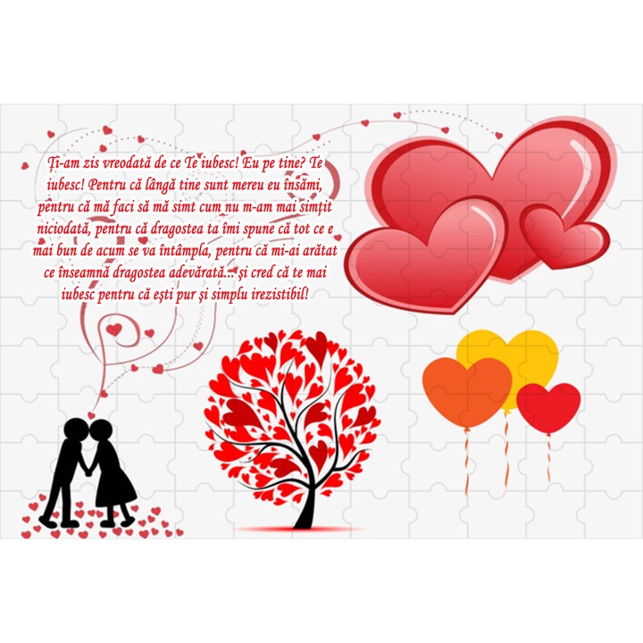Puzzle personalizat magnetic 16x23 cm, Ti-am zis eu vreodata de ce te iubesc, 99 piese