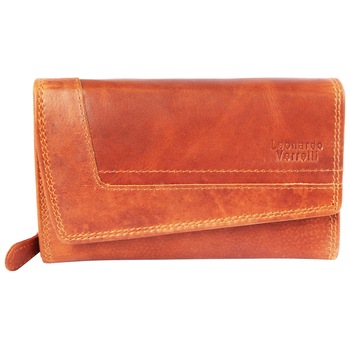 Portofel dama, Leonardo Verrelli, protectie RFID, piele, maro coniac Portofel dama, Leonardo Verrelli, protectie RFID, piele, maro coniac