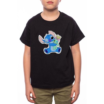 Tricou Baiat, Lilo and Stitch, 100% Bumbac, Negru, B99 Tricou Baiat, Lilo and Stitch, 100% Bumbac, Negru, B99