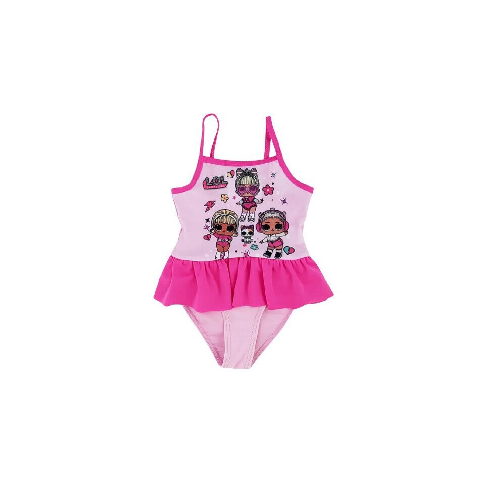 Costum de baie intreg, papusile LOL, roz deschis