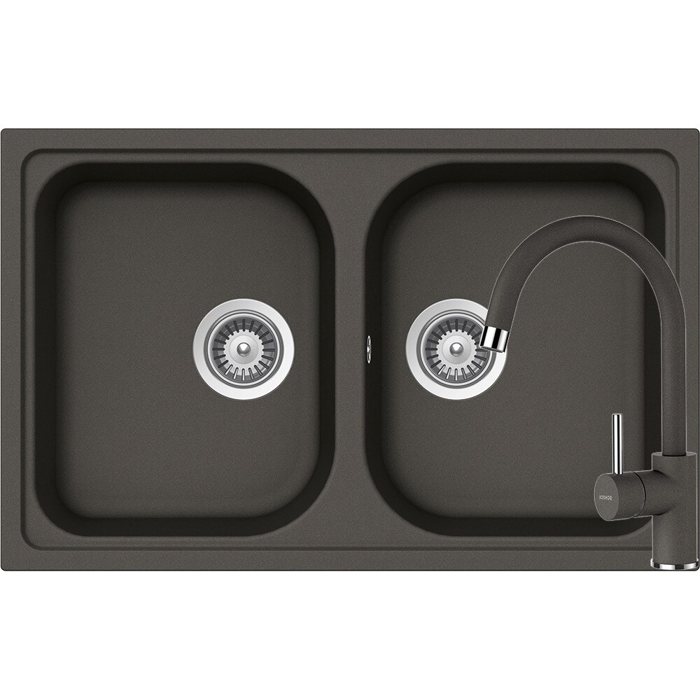 Kit chiuveta Schock Viola N-200S 790 x 500 mm si baterie Schock Plutos Asphalt Cristalite