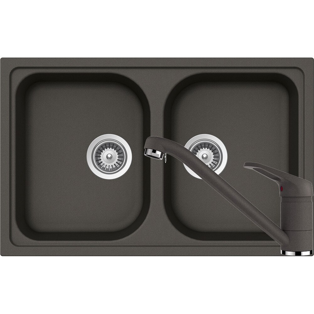 Kit chiuveta Schock Viola N-200S 790 x 500 mm si baterie Schock Cosmo Asphalt Cristalite