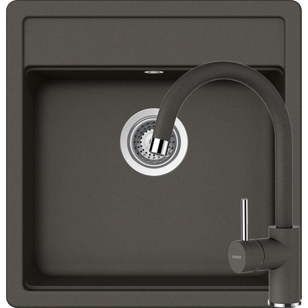 Kit chiuveta Schock Nemo N-100S 490 x 510 mm si baterie Schock Plutos Asphalt Cristalite