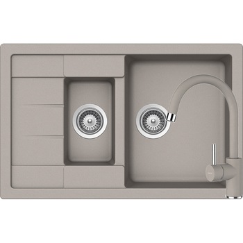 Kit chiuveta Schock Manhattan D-150S 780 x 500 mm si baterie Schock Plutos Beton Cristalite Kit chiuveta Schock Manhattan D-150S 780 x 500 mm si baterie Schock Plutos Beton Cristalite