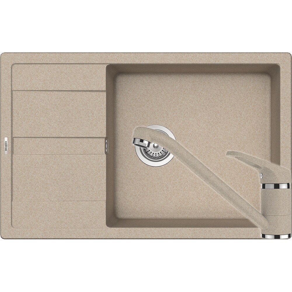 Kit chiuveta Schock Ronda D-100XL 780 x 500 mm si baterie Schock Cosmo Sabbia Cristalite