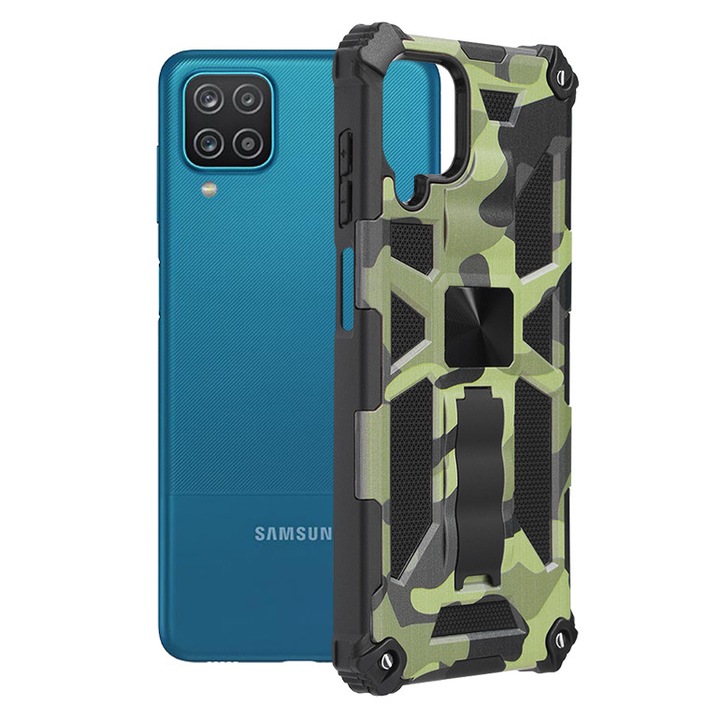 Husa de protectie compatibila cu Samsung Galaxy A12/A12 Nacho, PU, Camuflaj