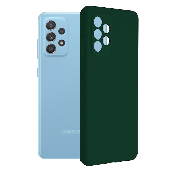 AZIAO dupla szerkezetű védőtok Samsung Galaxy A52 4G / A52 5G / A52s 5G telefonhoz, karcolásmentes, finom mikroszálas belső és tapadásgátló ütéscsillapító szilikon külső, oxford zöld