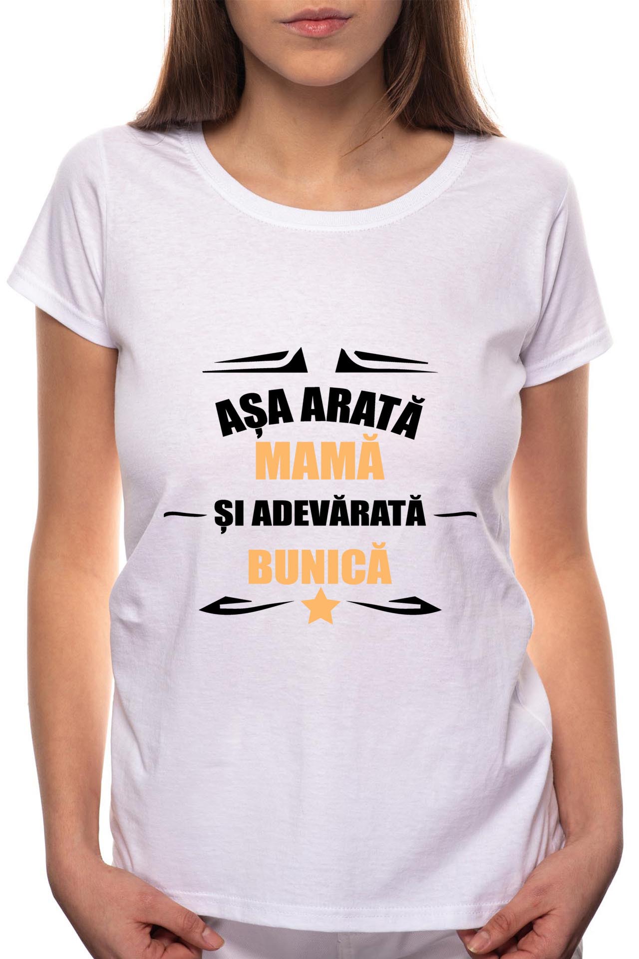 Tricou dama, Adevarata Bunica, 100% Bumbac, W78, Alb